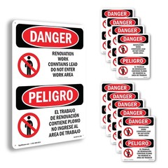 Renovation Work Contains Lead Do Not Enter OSHA Danger Sign, Decal 5 or 10 Pack