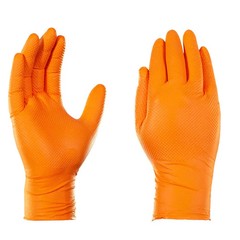 Ammex GloveWorks 8 Mil Orange Nitrile Gloves Small Diamond Grip Disposable
