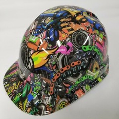 Hard Hat custom hydro dipped , OSHA approved CAP STYLE, TUNER STICKER BOMB TURBO