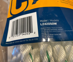Werner L242050W 50ft Fall Protection Rope Lifeline With Lanyard ANSI & OSHA NEW