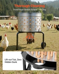 VEVOR 25.6″ Electric Chicken Plucker Machine 1200W & 275RPM 158 Fingers & Wheels