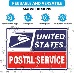 (3 Pack) Reflective U.S. Mail Delivery Magnetic Signs for Rural Carrier – 2 Larg