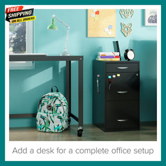 3 Drawer Letter Width Vertical File Cabinet with Pencil Drawer, Black 💪👌