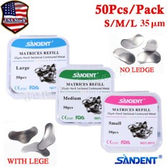 50Pcs Dental Matrices Bands Sectional Contoured Metal Matrix bands S/M/L