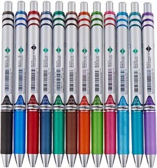 Pentel EnerGel RTX Retractable (0.7mm) Assorted Gel Colors, 12 Pk (BL77BP12M)