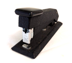 2 Vintage Bostitch Textured Black Metal Staplers Made in USA