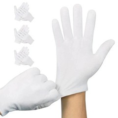 3 Pairs White Cotton Gloves for Dry Hands Sleeping, Moisturizing Spa Lotion Glov