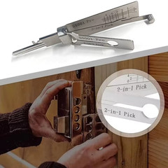 2-in-1 Stainless Steel Key Decoder Tool Precision Hook Lock Pick Portable