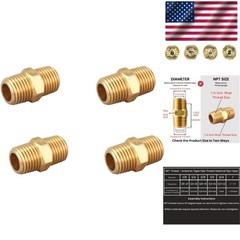 Brass Hex Nipple 1/4 Inch NPT Pipe Adapter Set of 4 – Durable Connections