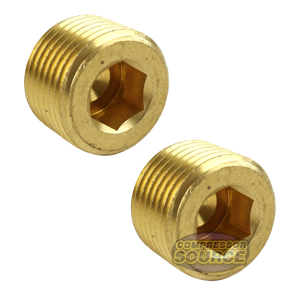 3/8″ Solid Brass Male NPT Thread Allen Head Pipe Plug Hex Socket 50135 2-Pack