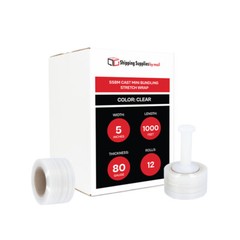 5″x1000′ 80 Gauge Narrow Banding Stretch Wrap Clear Film 12 Rolls [Made in USA]