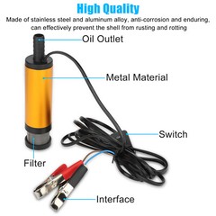 12V Mini Refueling Submersible Diesel Electric Fuel Water Oil Transfer Drum Pump