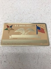 NEW Vintage SSN Social Security Card Metal USA Freemason Blazing Star Lodge
