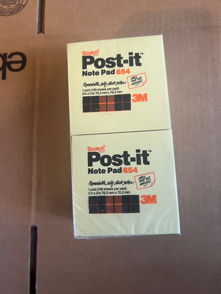 Post-it – 654 Canary Yellow 3” x 3” – 100-Sheet 12/Pack