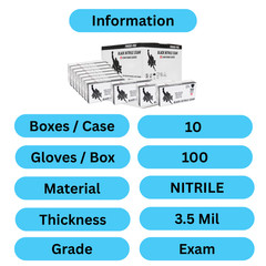Black Disposable Nitrile Medical Exam Gloves 3 Mil X-Large, 1000 Gloves