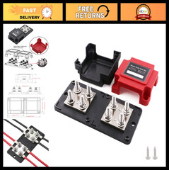 Heavy Duty Copper Bus Bars 12V-48V 400A Power Distribution Block, 8X M8 Terminal
