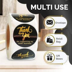 500 Pcs 2 Inch Thank You for Supporting My Small Business 2 Inch, Black 1