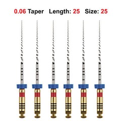 Rotary Files Root Canal File .06 25mm #25 “Red” 6/Pk Nickel Titanium NiTi