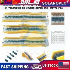 600pcs 30 Values 1/4W Metal Film Resistors Resistance Assortment Kit Set 1% USA