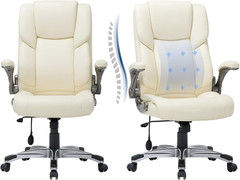 Leather Executive Office Chair- High Back Home Computer Desk Chair with Padded F