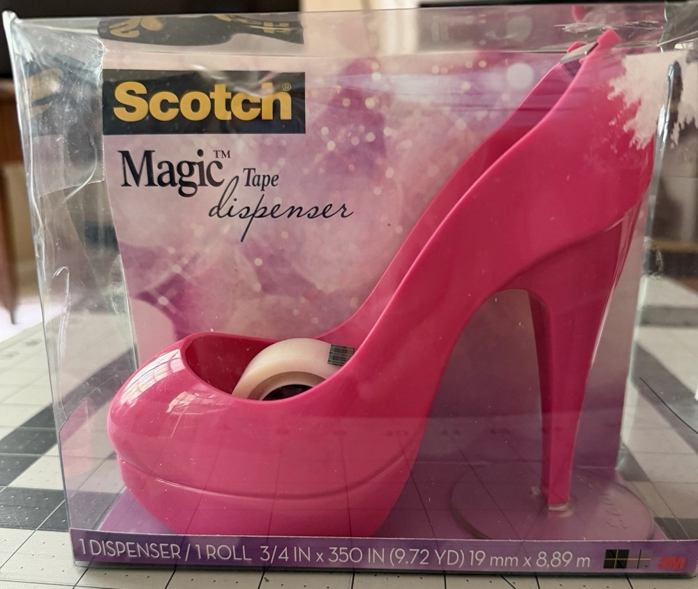 NEW RARE 2011 Scotch 3M PINK Stiletto High Heel Shoe Magic Tape Dispenser + Tape