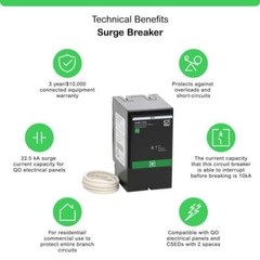 25kA 2-Pole Whole Home Surge Protection Device for Square D Homeline Load