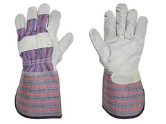 🧤 [1 Dozen Pairs] Leather Cow Full Single Palm Cotton 4.5″ Cuff Gloves