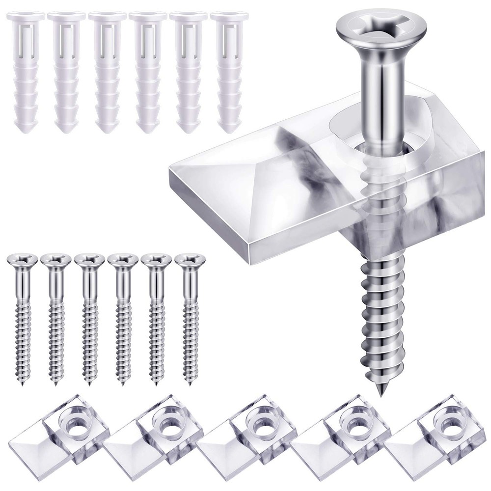 Blulu 20 Pack Mirror Holder Clips, Offset 21 mm / 0.83 inches, gray or silver
