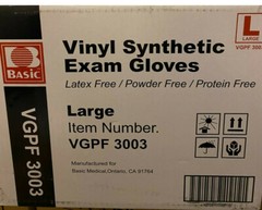 Vinyl Synthetic Exam Gloves Box of 1000 Basic VGBF 3003 Medium Large M L XL PPE