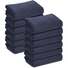 12 Pack Moving Blankets 80″ x 72″ Pro Economy Blue Black Shipping Furniture Pads