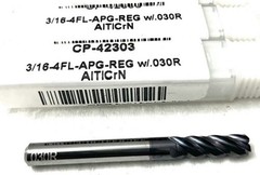 Carbide Plus 3/16 4FL Corner Radius End Mill .03R Solid Carbide AlTiCrN 5/8″ LOC