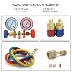 R-134A R-22 R-12 HVAC A/C Manifold Gauge Set Air Refrigeration Recharge Kit Y4Z7