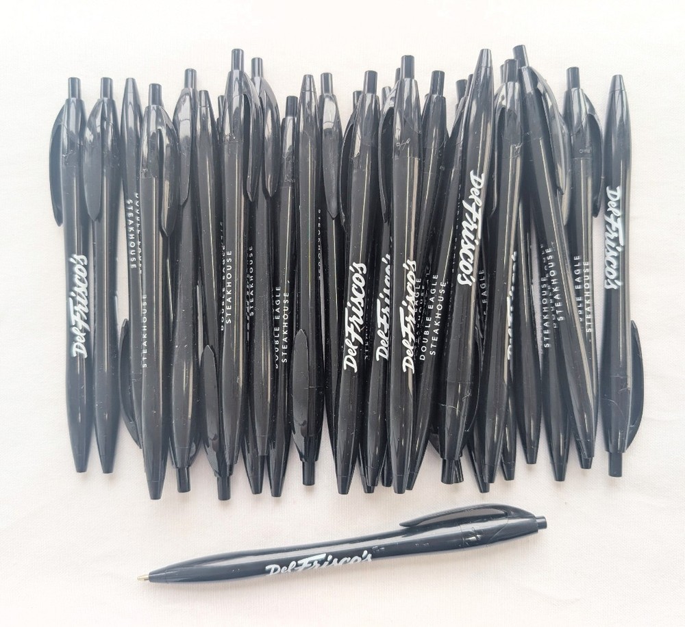 30 Misprint Retractable Click Pens JAVALINA Hub Pen Lot BLACK & BLACK TRIM