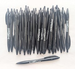 30 Misprint Retractable Click Pens JAVALINA Hub Pen Lot BLACK & BLACK TRIM