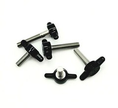 M5 x .8mm Thumb Screw Bolts with Black Butterfly Tee Wing Knob 12-30mm Stainless