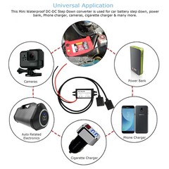 US DC-DC 12V to USB 5V 3A Converter Regulator Step Down for Car GPS Smartphone