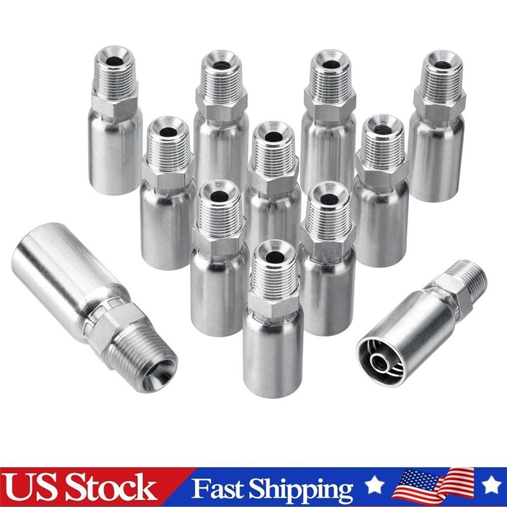 12 x 3/8″ I.D. Hose x 3/8″ NPTF Male W/ Cover Hydraulic Hose End Crimp Fittings