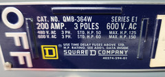 😎 SQUARE D 200 AMP FUSED PANELBOARD SAFETY SWITCH 600 VAC 150 HP 3 Ø QMB364W