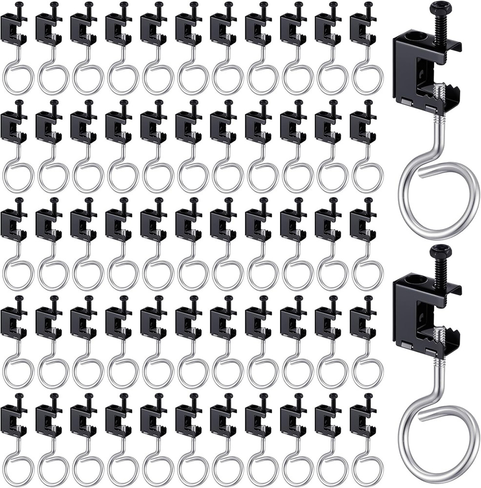 100 Set of 1/4″-20 Spring Steel Beam Clamps with Bridle Rings for Woodwork
