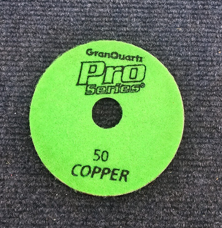 GRANQUARTZ Pro Series Copper Pad 4″ 50 Grit For Stock Removal, Honing, Polishing