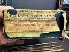 Flexible Steel Belt Lacing, Original Box, with Tool and Rawhide, Size No. 3″