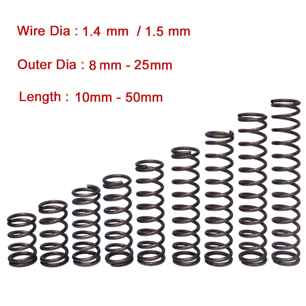 10Pcs Wire Dia 1.4/1.5mm Compression Spring OD 8-25mm Y Type Small Springs Steel