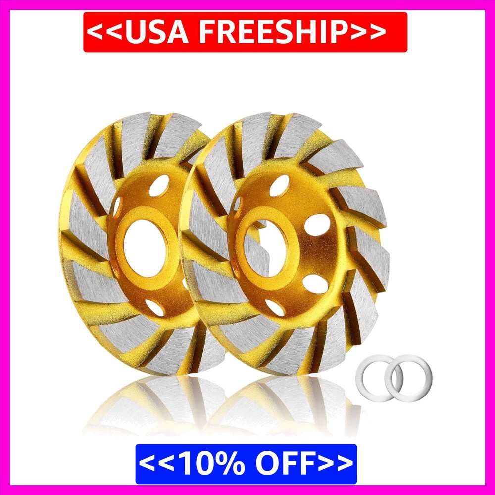 2 Pcs 4 inch Diamond Segment Grinding Wheel Disc Grinder Cup Concrete Stone Cut