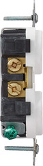 5822-W Straight Blade Single Receptacle, 250 Vac, 20 A, 2 Pole, 3 Wire, White