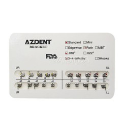 AZDENT Dental Orthodontic Brackets Braces Standard Roth/MBT 018/022 Hooks 3/345