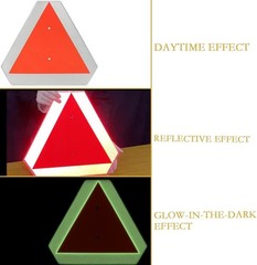 Slow Moving Vehicle Sign Dark Glow Safety Triangle Sign Aluminum Golf Carts UTV