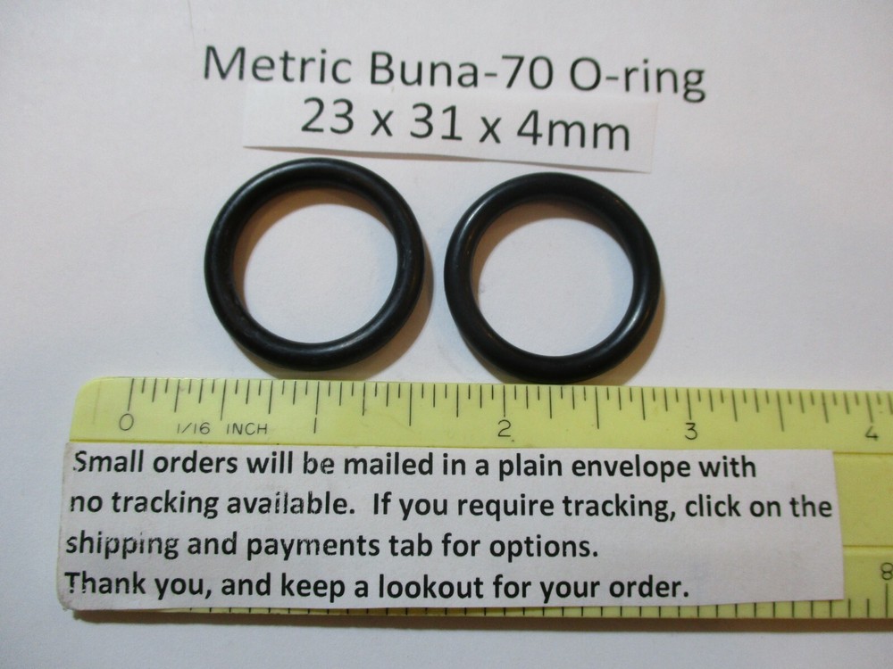 23mm ID x 31mm OD x 4mm thick O-ring. Buna-70. Quan 2.