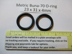 23mm ID x 31mm OD x 4mm thick O-ring. Buna-70. Quan 2.