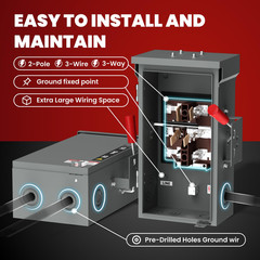 200A Generator Transfer Switch for Home Generator, 48000W Manual Double-Throw Di