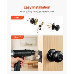 Uimoso Matte Black Interior Door Knobs for Bedroom and Bathroom, 6-Pack, Keyless